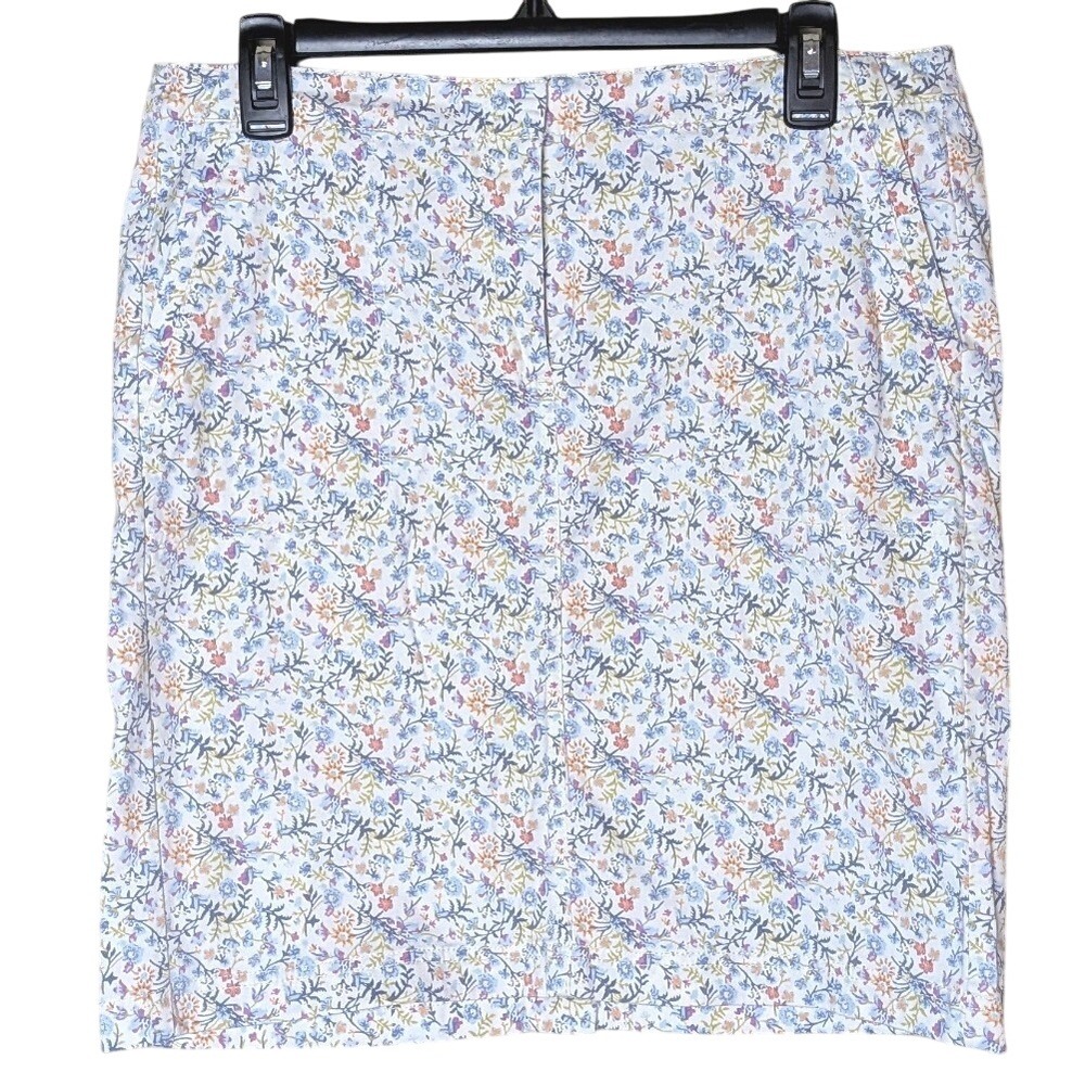 J. Jill Floral Print Skirt Pastel Live In‎ Chino Size 8P Capsule Quiet Luxury